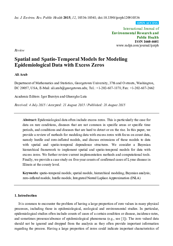 (PDF) Spatial and Spatio-Temporal Models for Modeling Epidemiological ...