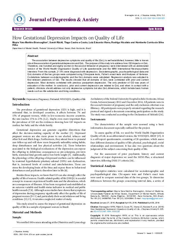 (PDF) How Gestational Depression Impacts on Quality of Life