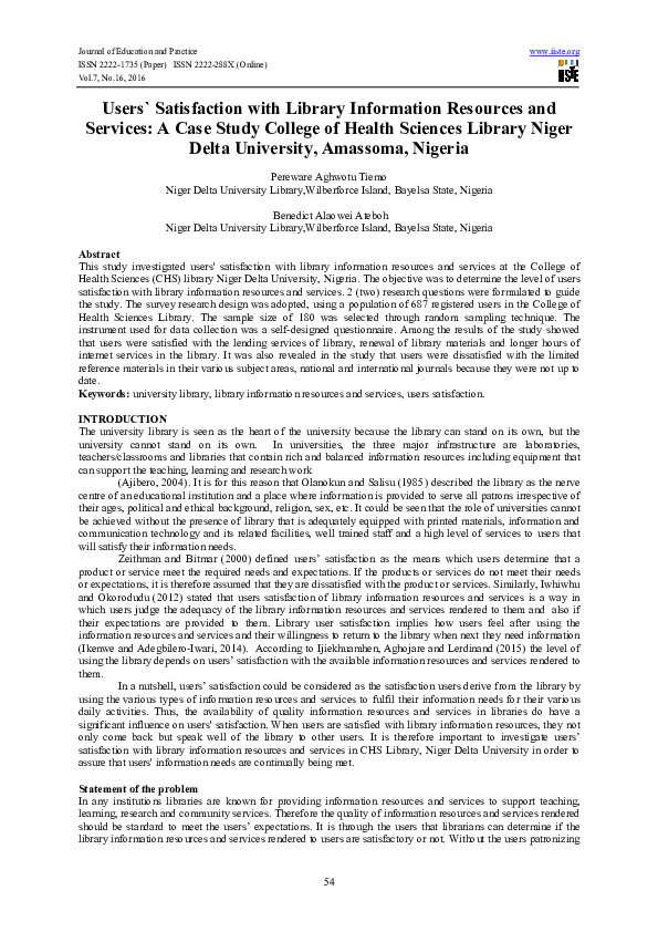(PDF) Users' Satisfaction with Library Information Resources and ...