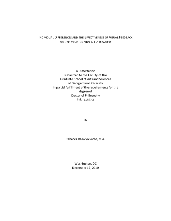 Pdf Individual Differences And The Effectiveness Of Visual Feedback On Reflexive Binding In L2 Japanese Rebecca Sachs Academia Edu