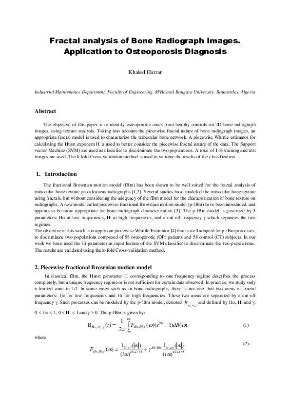 (PDF) Texture Characterization of Bone Radiograph Images. Application ...