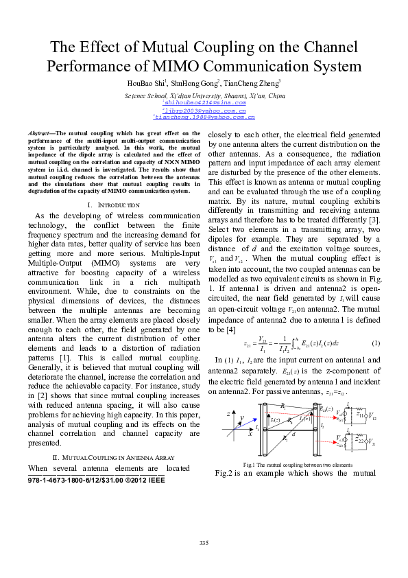 (PDF) The effect of mutual coupling on the channel performance of MIMO ...