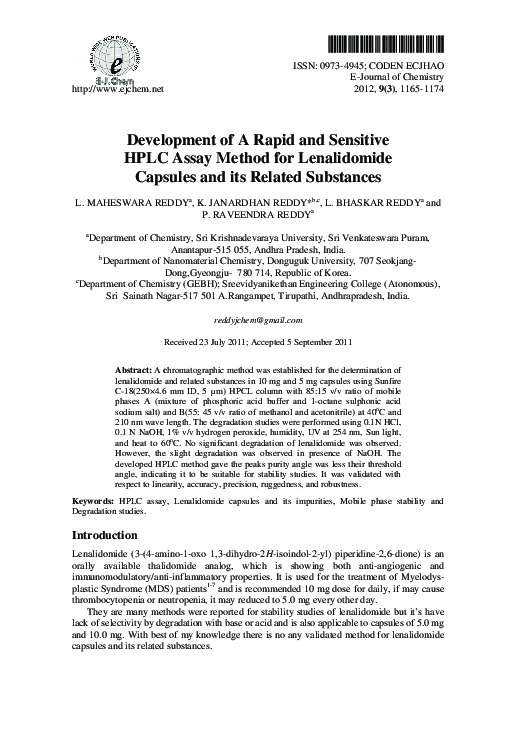 (PDF) Development of a Rapid and Sensitive HPLC Assay Method for ...