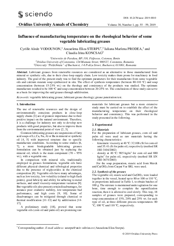 (PDF) Influence of manufacturing temperature on the rheological ...