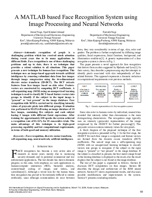 (PDF) A MATLAB based Face Recognition System using Image Processing and ...
