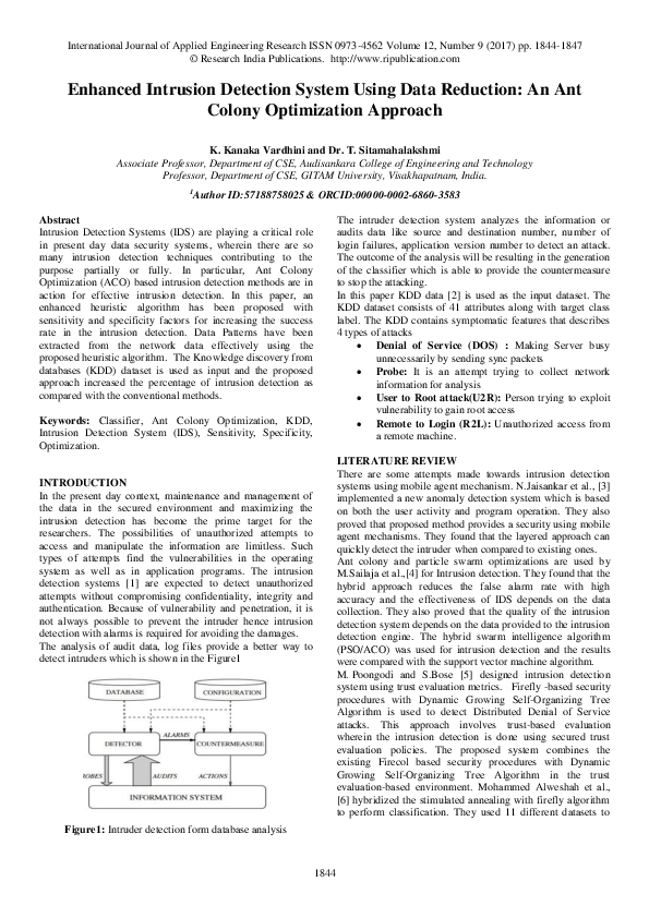 (PDF) Enhanced Intrusion Detection System Using Data Reduction: An Ant ...