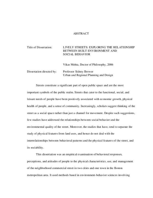 (PDF) Lively Streets: Exploring the relationship between built ...