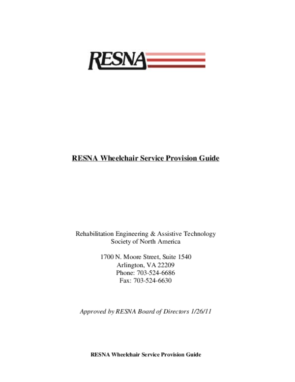 (PDF) RESNA Wheelchair Service Provision Guide Mark Schmeler