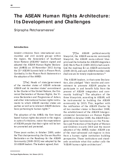 (PDF) The ASEAN human rights architecture: its development and challenges