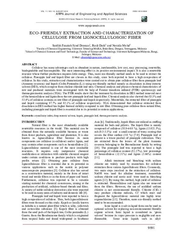 (PDF) Eco-friendly extraction and characterization of cellulose from ...