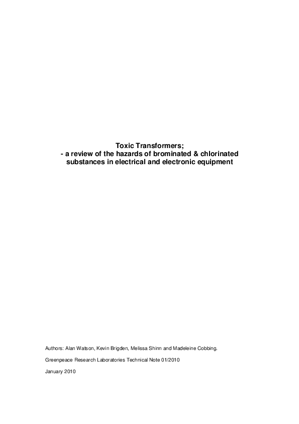 (PDF) Toxic Transformers;a review of the hazards of brominated