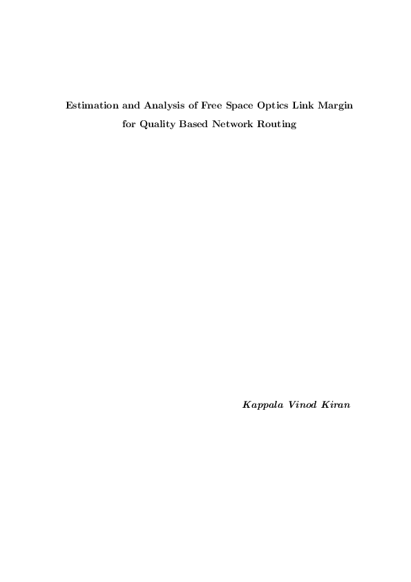 (PDF) Estimation and Analysis of Free Space Optics Link Margin for ...