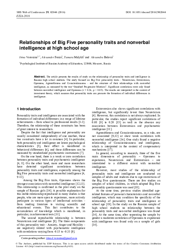 (PDF) Relationships of Big Five Personality Traits and Locus of Control ...