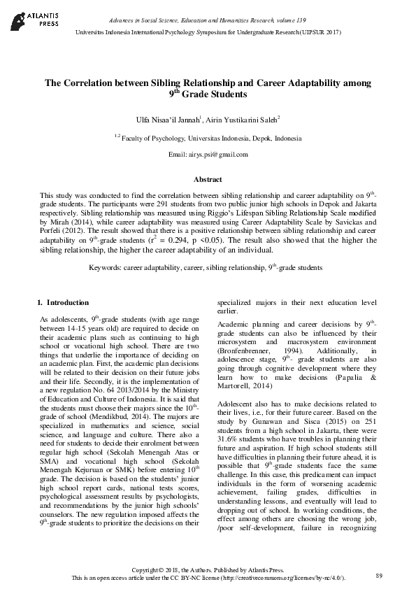 (PDF) The Correlation between Sibling Relationship and Career ...