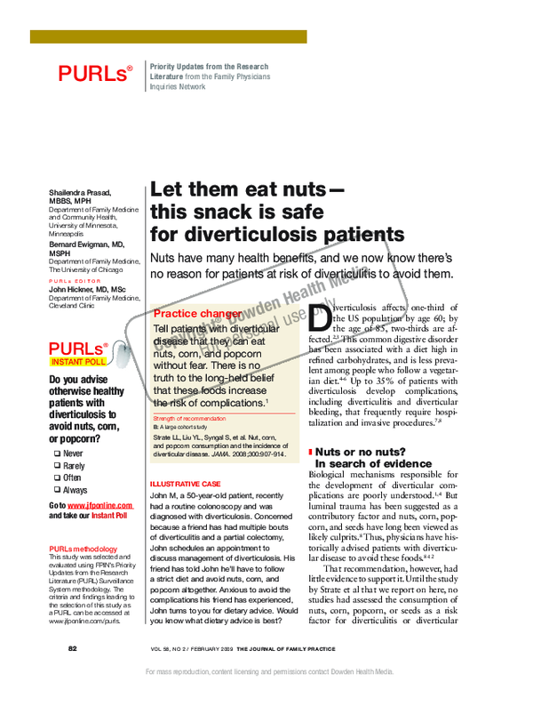 (PDF) Let them eat nutsthis snack is safe for diverticulosis patients Bernard Ewigman