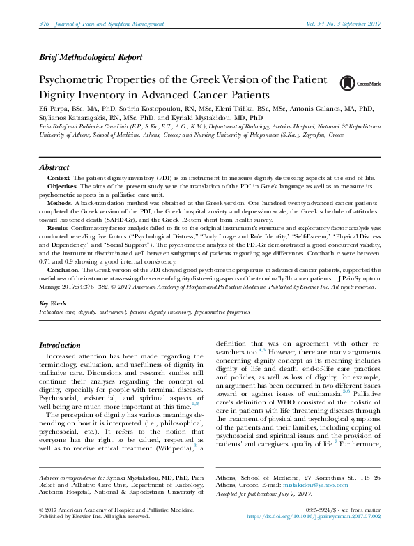 (PDF) Psychometric properties of the Greek version of the Patient ...