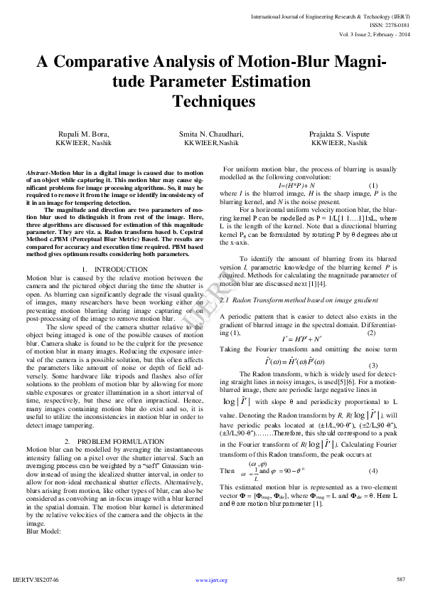 (PDF) A Comparative Analysis of Motion-Blur Magnitude Parameter ...