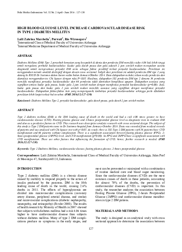 (PDF) High Blood Glucose Level Increase Cardiovascular Disease Risk in ...