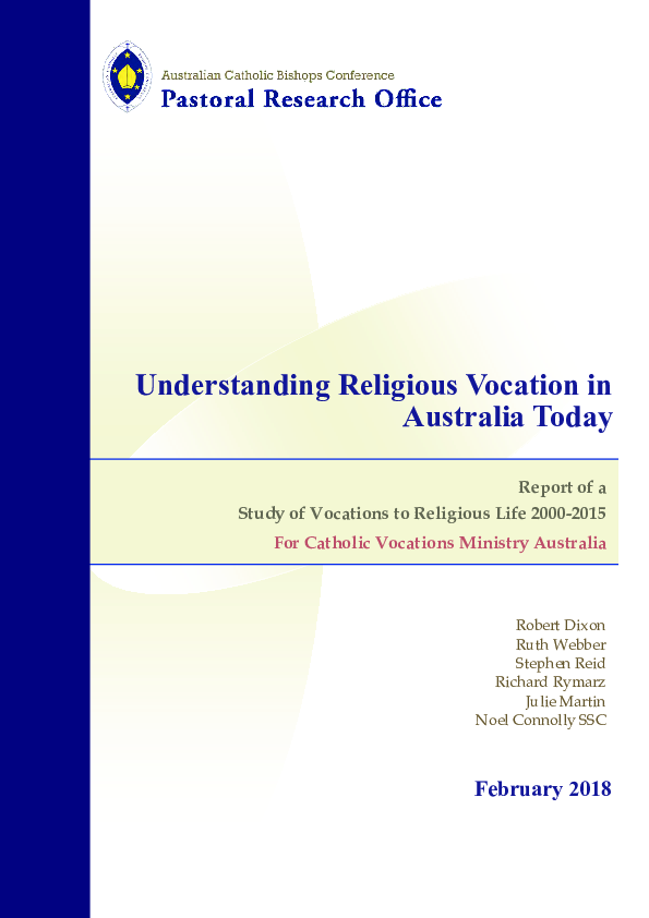 (PDF) Understanding Religious Vocation in Australia Today, Report of a ...