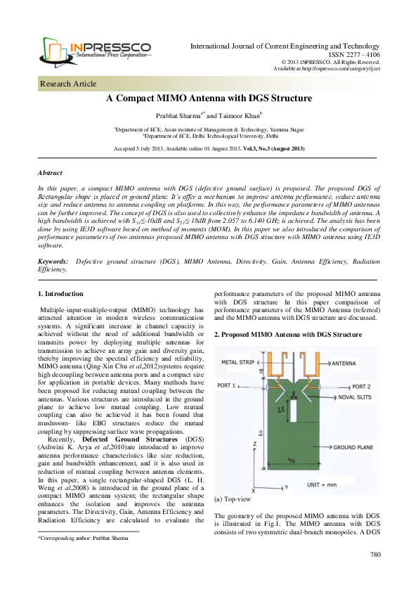(PDF) A Compact MIMO Antenna with DGS Structure