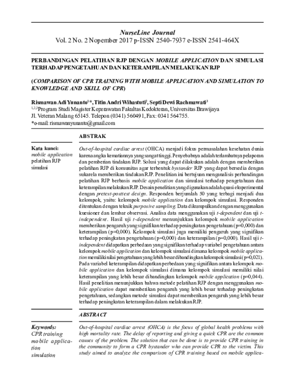 (PDF) Comparison of CPR Training with Mobile Application and Simulation ...
