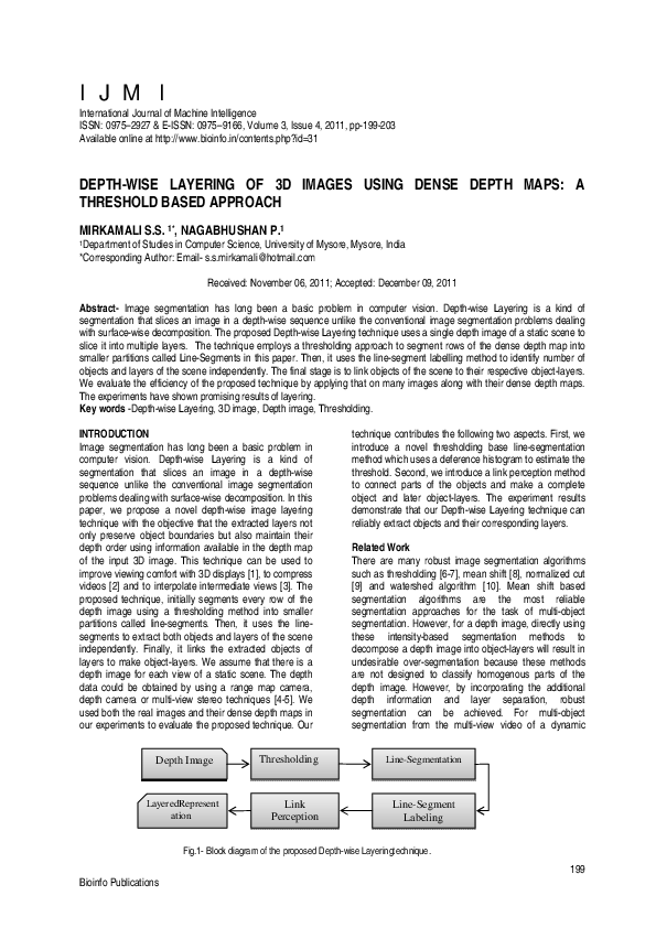 (PDF) Depth-wise layering of 3d images using dense depth maps: a ...
