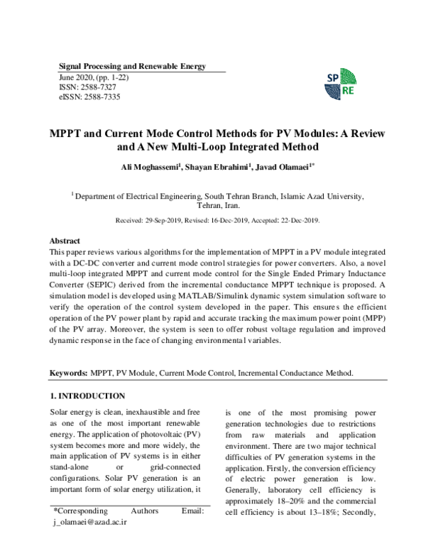 (PDF) MPPT and Current Mode Control Methods for PV Modules: A Review ...
