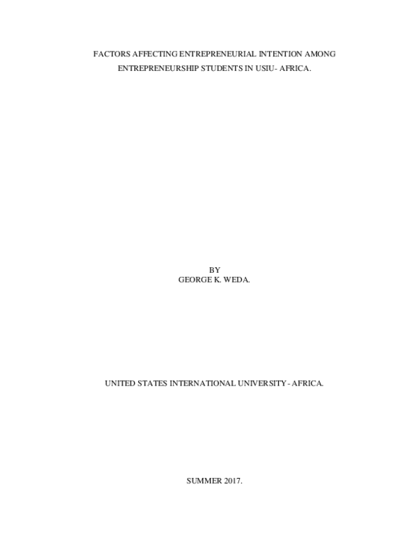 (PDF) Factors Affecting Entrepreneurial Intention among ...