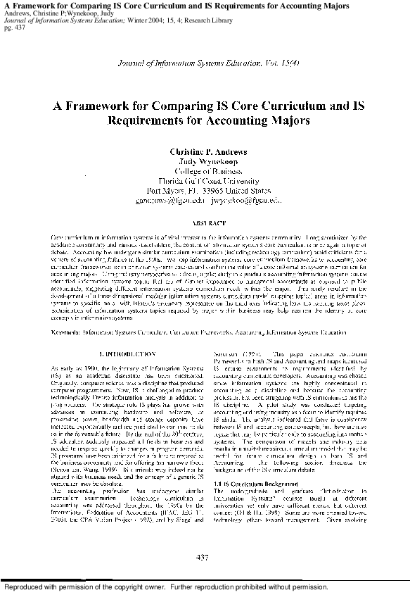 (PDF) A Framework for Comparing IS Core Curriculum and IS Requirements ...