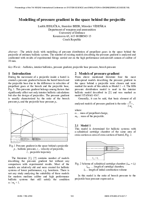 (PDF) Modelling of pressure gradient in the space behind the projectile