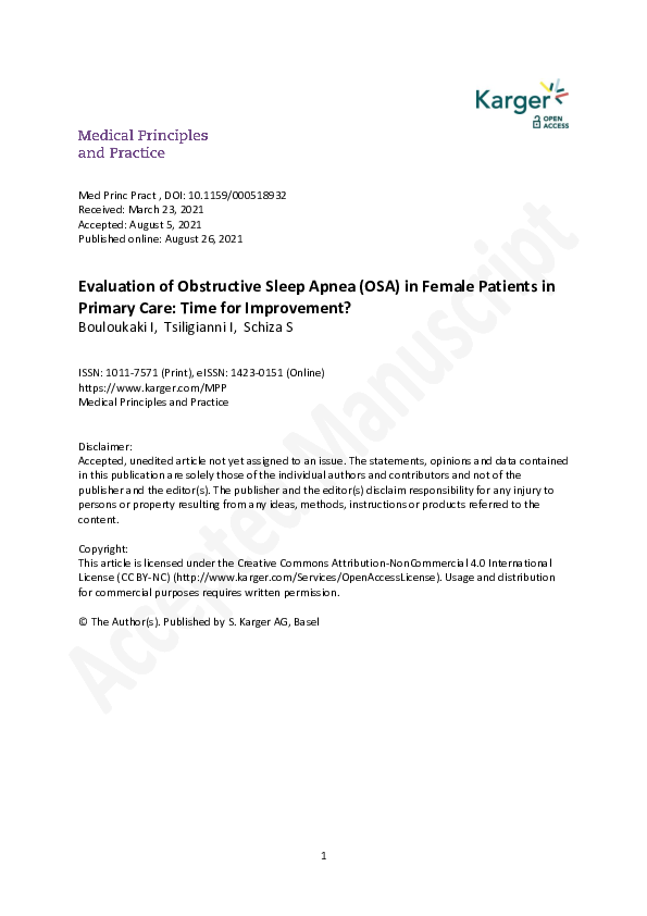 (PDF) Evaluation of Obstructive Sleep Apnea in Female Patients in ...