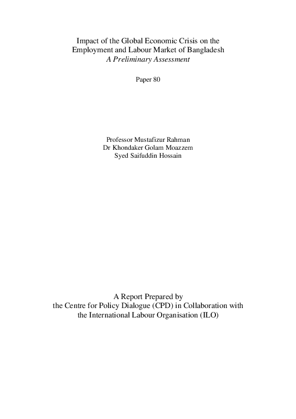 (PDF) Impact of the Global Economic Crisis on the Employment and Labour ...