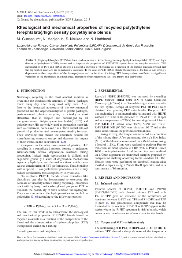 (PDF) Rheological and mechanical properties of recycled polypropylene