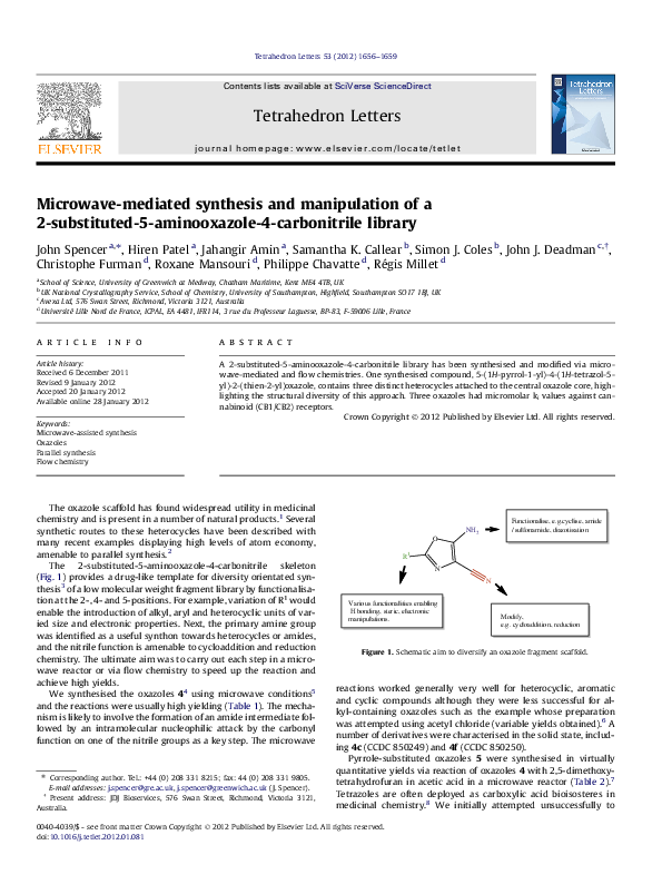 (PDF) Microwave-mediated synthesis and manipulation of a 2-substituted ...