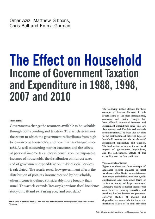 (PDF) The effect on household income of government taxation and ...