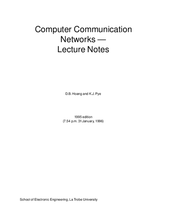(PDF) Computer Communication Networks — Lecture Notes