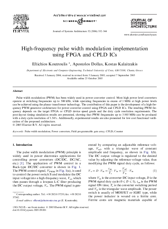 (PDF) High-frequency pulse width modulation implementation using FPGA ...
