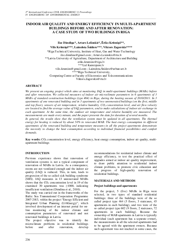 Picture of (PDF) Indoor Air Quality and Energy Efficiency in Multi-Apartment ...