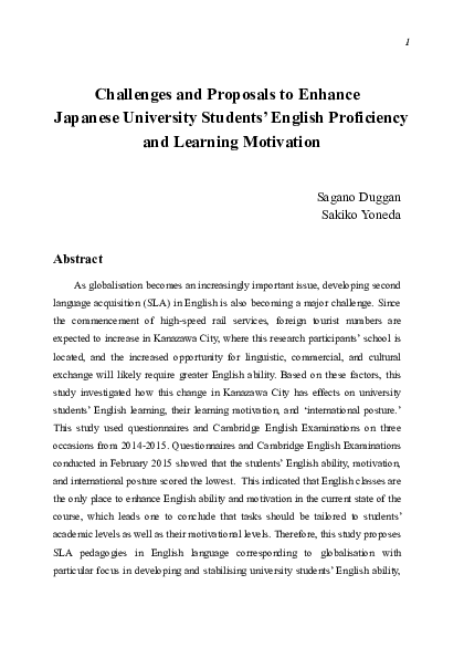 (PDF) Challenges and Proposals to Enhance Japanese University Students ...