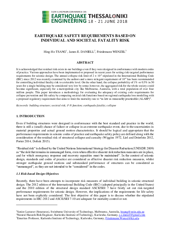 (PDF) Earthquake Safety Requirements Based on Individual and Societal ...