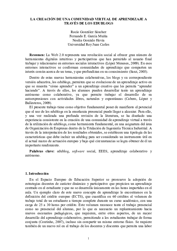 (PDF) La creación de una comunidad virtual de aprendizaje a través de ...