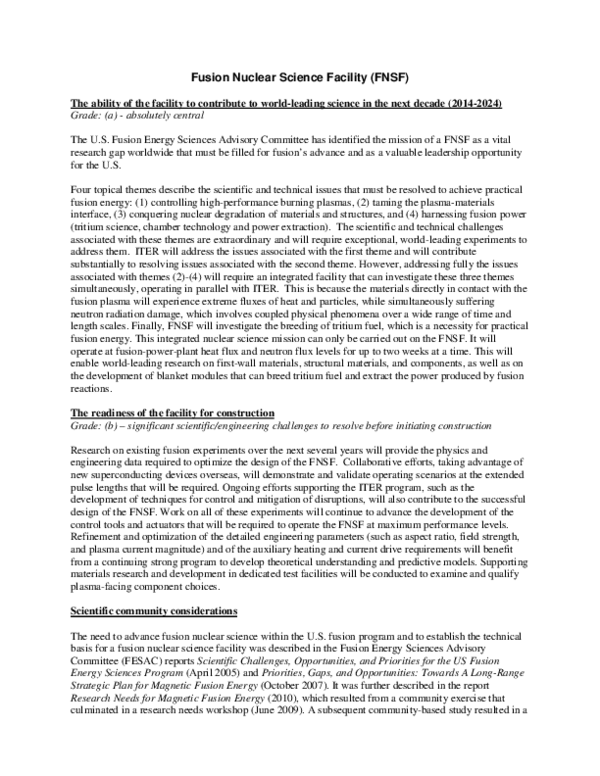 (PDF) Fusion Nuclear Science Facility (FNSF)