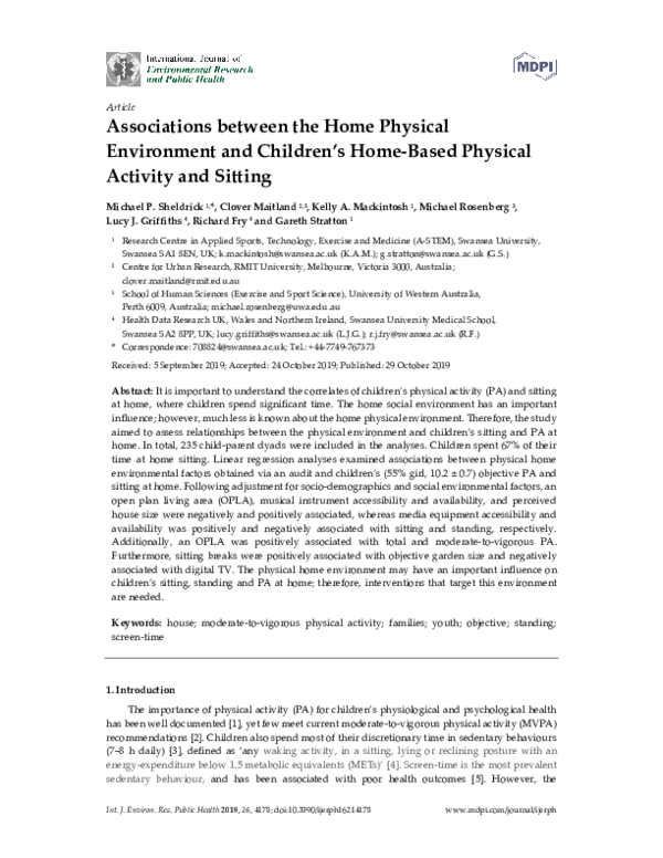 (PDF) Associations between the Home Physical Environment and Children’s ...