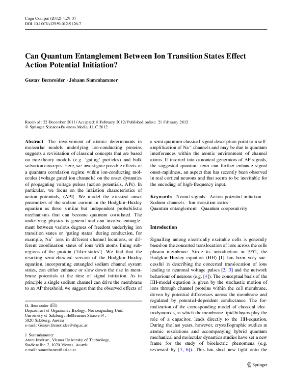 (PDF) Can Quantum Entanglement Between Ion Transition States Effect ...