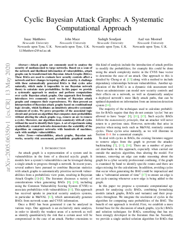 (PDF) Cyclic Bayesian Attack Graphs: A Systematic Computational Approach