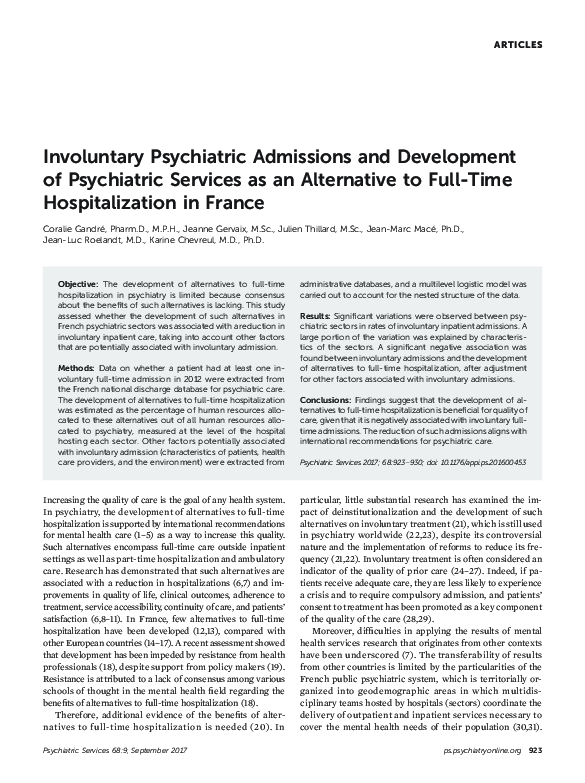 (PDF) Involuntary Psychiatric Admissions and Development of Psychiatric ...