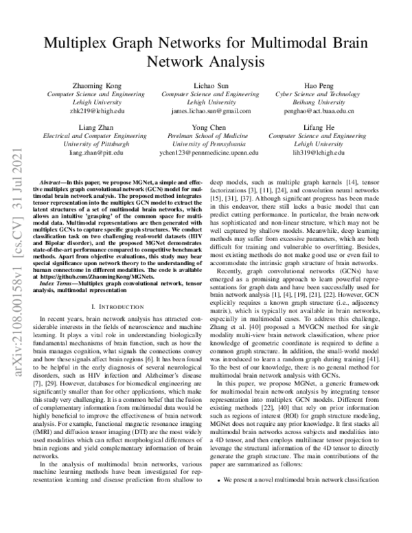 (PDF) Multiplex Graph Networks for Multimodal Brain Network Analysis
