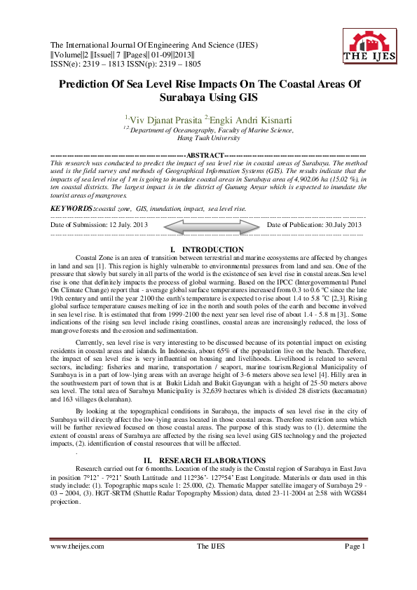 (PDF) Prediction Of Sea Level Rise Impacts On The Coastal Areas Of ...