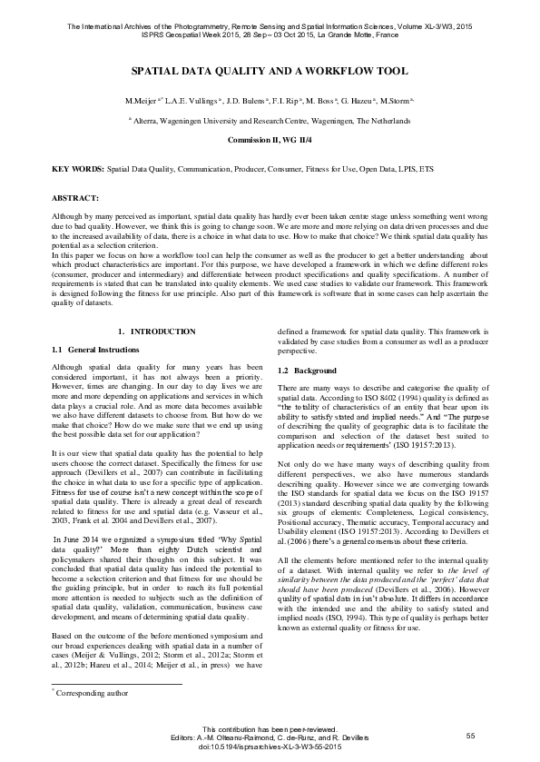 (PDF) Spatial Data Quality and a Workflow Tool