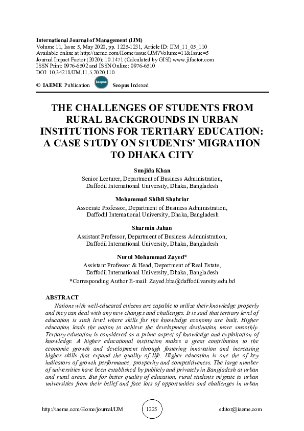 (PDF) The Challenges of Students From Rural Backgrounds in Urban ...